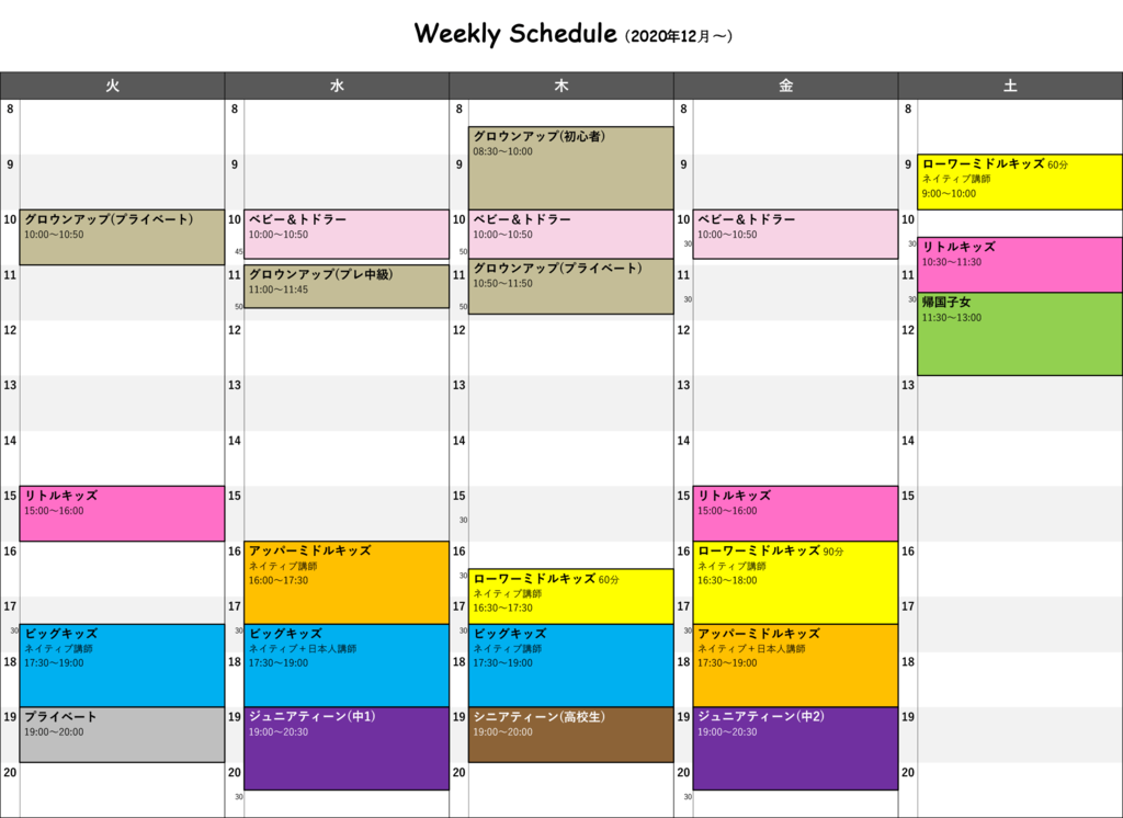 oceanck8 Weekly Schedule 202012