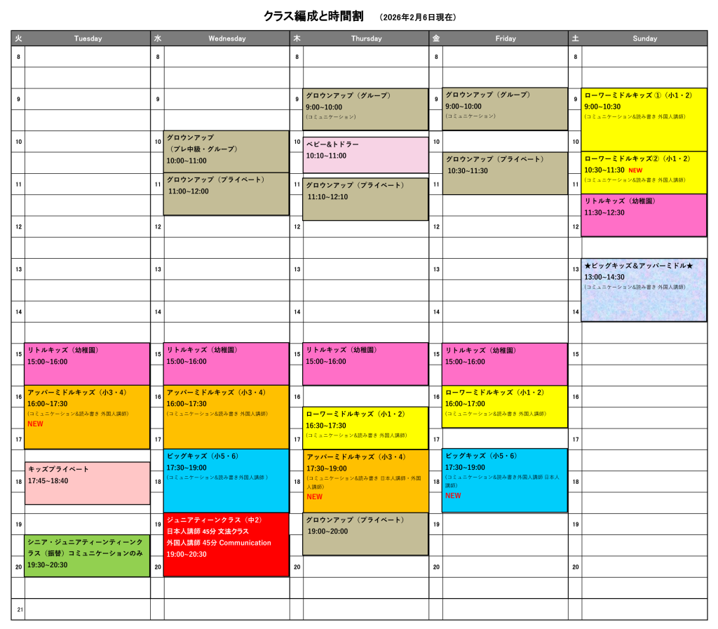 オーシャンコミュニケーション週間スケジュール2026年2月